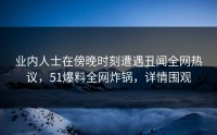 业内人士在傍晚时刻遭遇丑闻全网热议，51爆料全网炸锅，详情围观