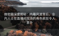 微密圈深度揭秘：内幕风波背后，业内人士在直播间现场的角色疯狂令人意外
