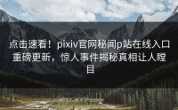 点击速看！pixiv官网秘闻p站在线入口重磅更新，惊人事件揭秘真相让人瞠目