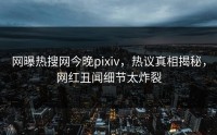 网曝热搜网今晚pixiv，热议真相揭秘，网红丑闻细节太炸裂