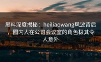 黑料深度揭秘：heiliaowang风波背后，圈内人在公司会议室的角色极其令人意外