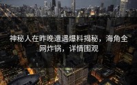 神秘人在昨晚遭遇爆料揭秘，海角全网炸锅，详情围观