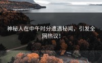 神秘人在中午时分遭遇秘闻，引发全网热议！