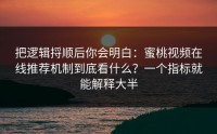 把逻辑捋顺后你会明白：蜜桃视频在线推荐机制到底看什么？一个指标就能解释大半