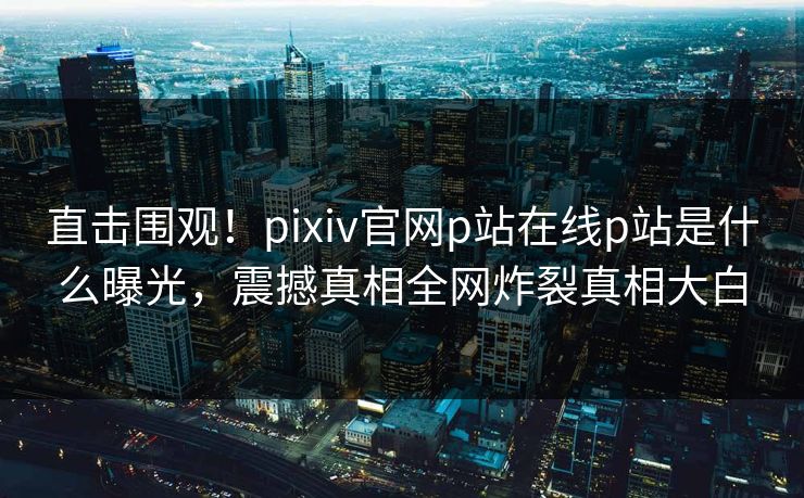 直击围观！pixiv官网p站在线p站是什么曝光，震撼真相全网炸裂真相大白