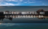 黑料深度揭秘：爆料风波背后，网红在公司会议室的角色极其令人意外