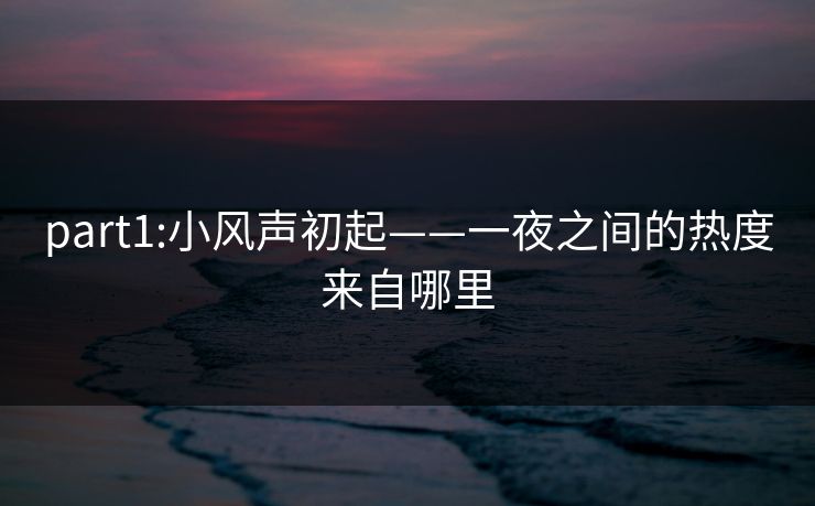 part1:小风声初起——一夜之间的热度来自哪里